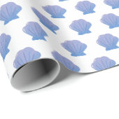Klassisches einfaches blaues Seashell-Muster Geschenkpapier (Rolleneckpunkt)