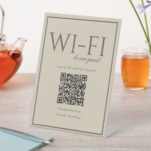 Klassisches einfaches, braunes QR-Code-Zeichen Sockelschild
