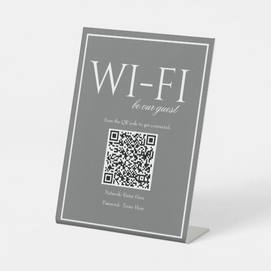 Klassisches einfaches dunkles graues QR-Codezeiche Sockelschild (Vorderseite)