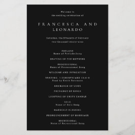 Klassisches einfaches Hochzeitsprogramm in Schwarz