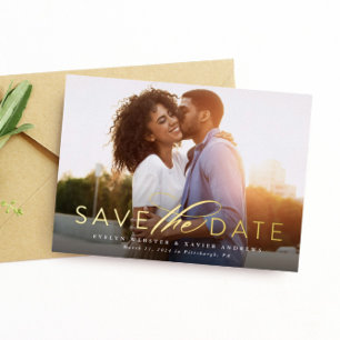 Klassisches einfaches Save the Date-ein-Foto Folieneinladung