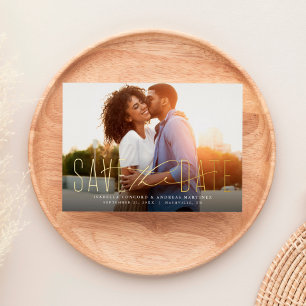Klassisches einfaches Save-the-Date mit einem Foto Folieneinladung