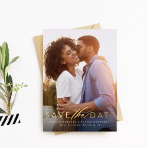 Klassisches einfaches Save-the-Date mit einem Foto Folieneinladung