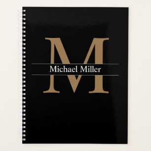 Klassisches einfaches Schwarzes Gold Monogramm Planer
