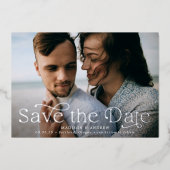Klassisches Elegance Horizontales Foto Save the Da Folieneinladung (Vorderseite)