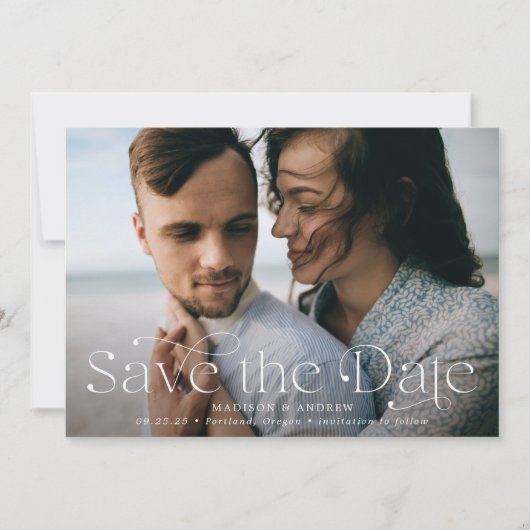 Klassisches Elegance Horizontales Foto Save The Date (Vorderseite)
