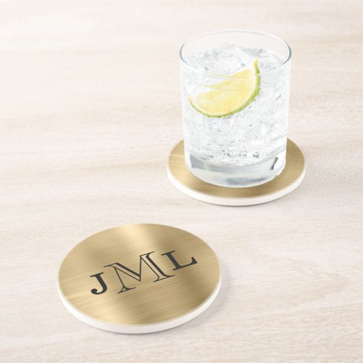 Klassisches Elegant 3 Buchstaben Monogram, gegosse Getränkeuntersetzer (Seite)