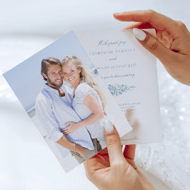 Klassisches Elegant Blau graviert Blumen Pergament Einladungen