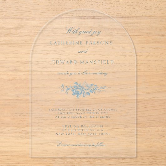 Klassisches Elegant Blumen Acryleinladungen (Vorderseite)