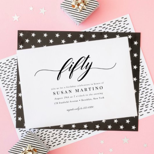 Klassisches Elegant Calligrafy Script 50. Geburtst Einladung