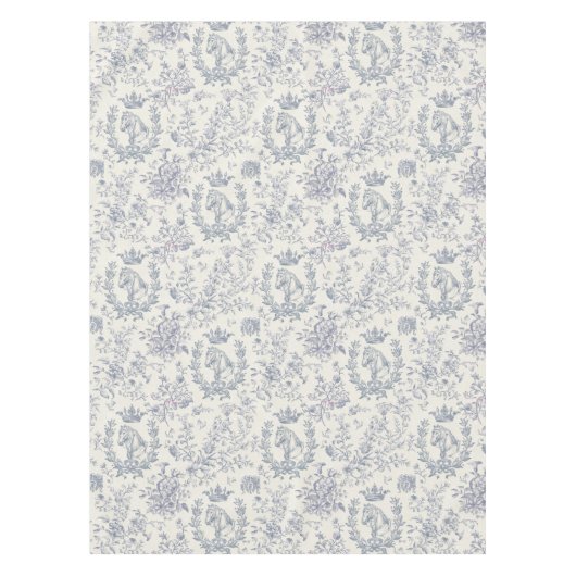 Klassisches Elegant Chic Blue Beige Reitausflug Tischdecke (Vorderseite)
