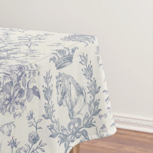 Klassisches Elegant Chic Blue Beige Reitausflug Tischdecke (Beispiel)