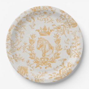 Klassisches Elegant Gold Beige Reitausflug Pappteller