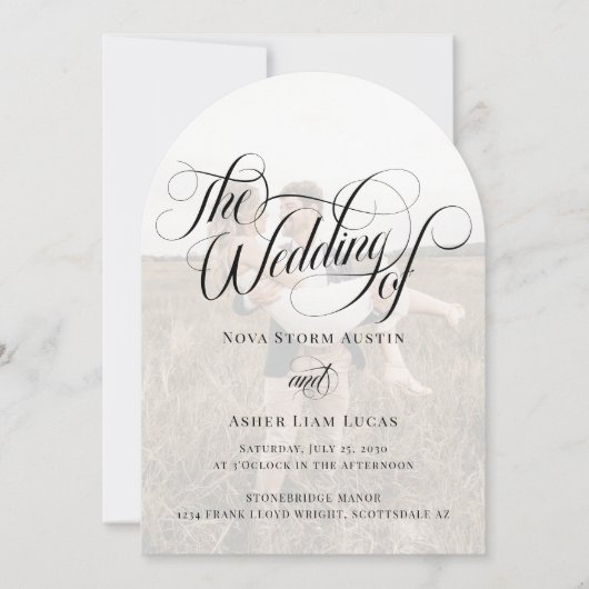 Klassisches Elegant in einem QR-Code-Arch-Hochzeit Einladung (Vorderseite)