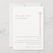 Klassisches Elegant Minimal Rosa Typografie Taufe Dankeskarte (Vorderseite)