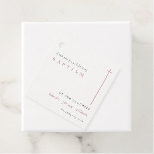 Klassisches Elegant Minimal Rosa Typografie Taufe Geschenkanhänger