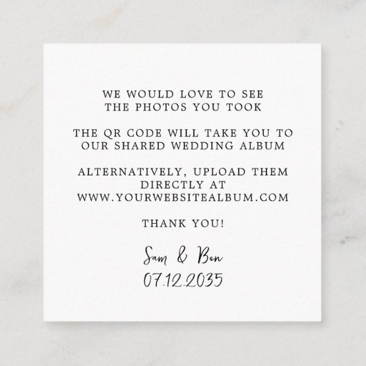 Klassisches Elegant mit Liebe QR-Code Begleitkarte (Rückseite)