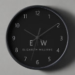 Klassisches Elegant Moderner Minimalistischer Mono Uhr<br><div class="desc">Verbessern Sie Ihre Wohngestaltung mit unserer klassischen eleganten, modernen Minimalistischen Monogram Wall Clock. Dieses exquisite Uhrwerk verbindet zeitlose Eleganz mit zeitgenössischem Minimalismus und erhöht Ihren Lebensraum auf neue Niveaus der Eleganz. Die mit Präzision und Sorgfalt gestaltete Wanduhr ist mehr als nur ein funktionales Accessoire, sondern ein personalisiertes Kunstwerk. Das individuell...</div>