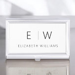 Klassisches Elegant Moderner Minimalistischer Mono Visitenkarten Dose<br><div class="desc">Erhöhen Sie Ihr berufliches Image mit unserem Classic Elegant Modern Minimalistisch Monogram Business Card Holder. Dieses sorgfältig gefertigte Accessoire vereint zeitlose Eleganz mit zeitgenössischem Minimalismus und ist somit ein wichtiges Werkzeug für jedes moderne berufliche. Dieser Visitenkartenhalter ist mit Präzision und Sorgfalt auf das Detail ausgelegt und ist mehr als nur...</div>