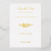 Klassisches Elegant Save the Date graviert Folieneinladung (Vorderseite)