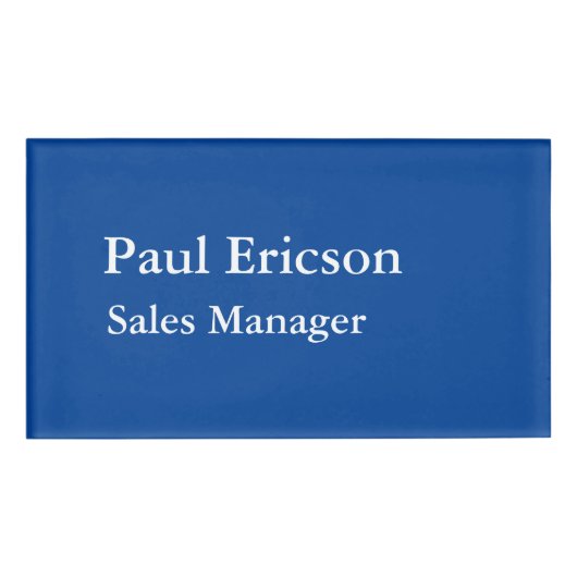 Klassisches Elegant Schlicht Beruflich Deep Blue Namenschild (Vorderseite)