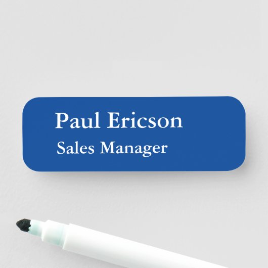 Klassisches Elegant Schlicht Beruflich Deep Blue Namensschild (Beispiel)