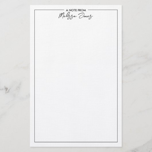 Klassisches Elegant - Schwarz-Weiß-Note Briefpapier (Vorderseite)