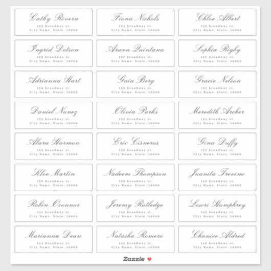 Klassisches Elegant-Script-Gästetikett Aufkleber (Blatt)