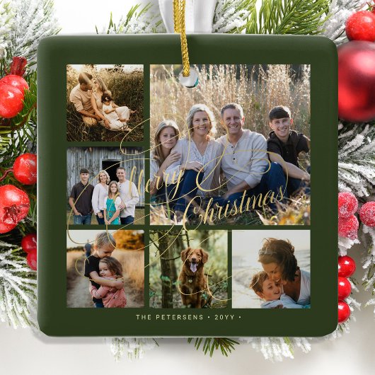 Klassisches, elegantes 6-Foto-Gold Keramikornament