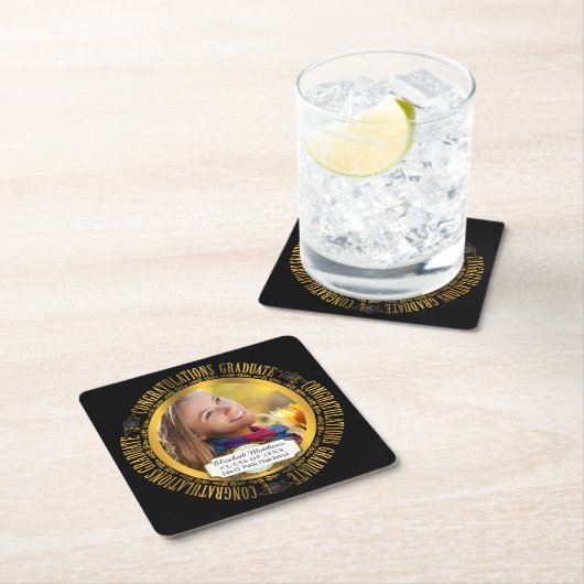 Klassisches Elegantes Abschluss Foto Rechteckiger Pappuntersetzer (Vor Ort)