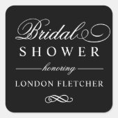 Klassisches elegantes Black Custom Wedding Brautpa Quadratischer Aufkleber (Vorderseite)