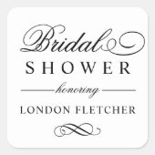 Klassisches elegantes Black Custom Wedding Brautpa Quadratischer Aufkleber (Vorderseite)