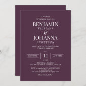 Klassisches Elegantes Bordeaux Einladung (Vorne/Hinten)