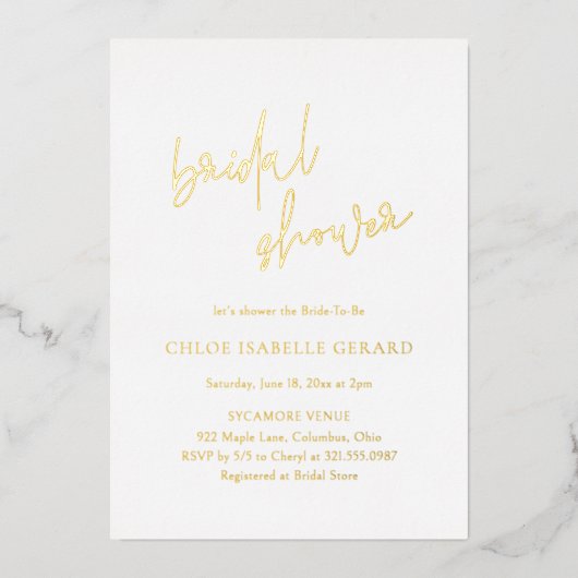 Klassisches Elegantes Brautparty Folieneinladung (Vorderseite)