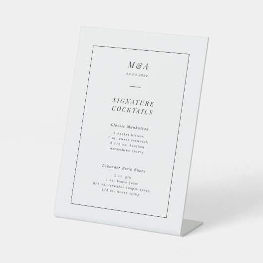 Klassisches elegantes Cocktailmenü - Schild für da (Vorderseite)