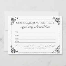 Klassisches Elegantes Echtheitszertifikat Dankeskarte
