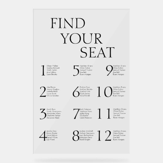 Klassisches Elegantes Einfaches Modernes Acrylschild (Vorderseite)