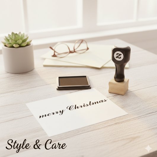 Klassisches Elegantes Frohe Weihnachten Script Gummistempel
