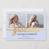 Klassisches elegantes Gold Script Graduate 3 Foto Ankündigung (Vorderseite)