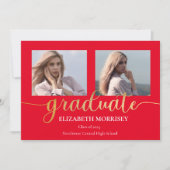 Klassisches elegantes Gold Script Graduate 3 Foto Ankündigung (Vorderseite)