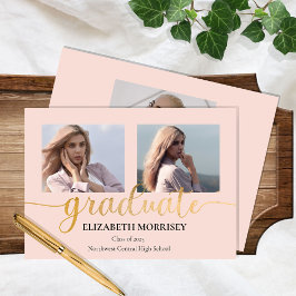 Klassisches elegantes Gold Script Graduate 3 Foto Ankündigung