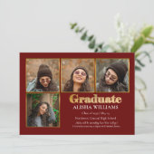 Klassisches elegantes Gold Text Graduate 4 Foto Ankündigung (Stehend Vorderseite)