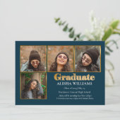 Klassisches elegantes Gold Text Graduate 4 Foto Ankündigung (Stehend Vorderseite)