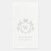 Klassisches Elegantes graues Monogram, florales Cr Serviette (Vorderseite)