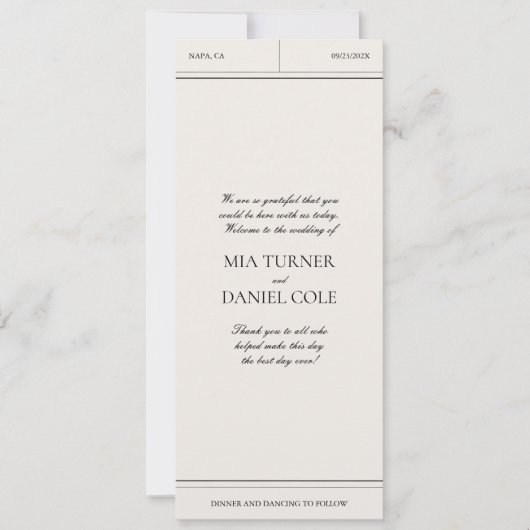 Klassisches elegantes Hochzeitsprogramm für Groß u (Vorderseite)