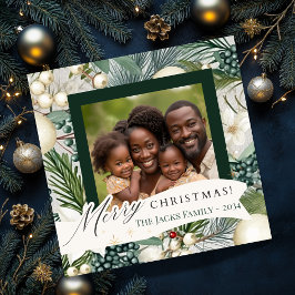 Klassisches Elegantes Ivory & Blue Family Foto Feiertagskarte