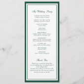 Klassisches elegantes Jägergrün-Rahmen-Hochzeitspr Programm (Rückseite)