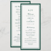 Klassisches elegantes Jägergrün-Rahmen-Hochzeitspr Programm (Vorne/Hinten)
