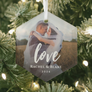 Klassisches Elegantes Liebe-Foto Ornament Aus Glas