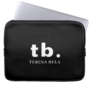 Klassisches elegantes Minimal-Monogramm in Schwarz Laptopschutzhülle